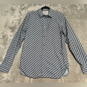 COS Regular Fit Button Down Shirt Men’s Small Blue Black Stripe